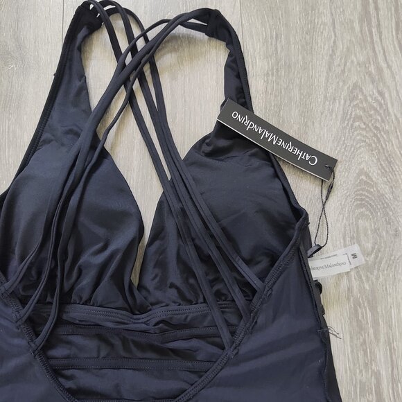 NWT Catherine Malandrino Deep V with Strappy Very Low Back One Piece Swimsuit - Picture 3 of 16